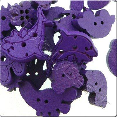 Wooden Button Mixed Shapes - Purple