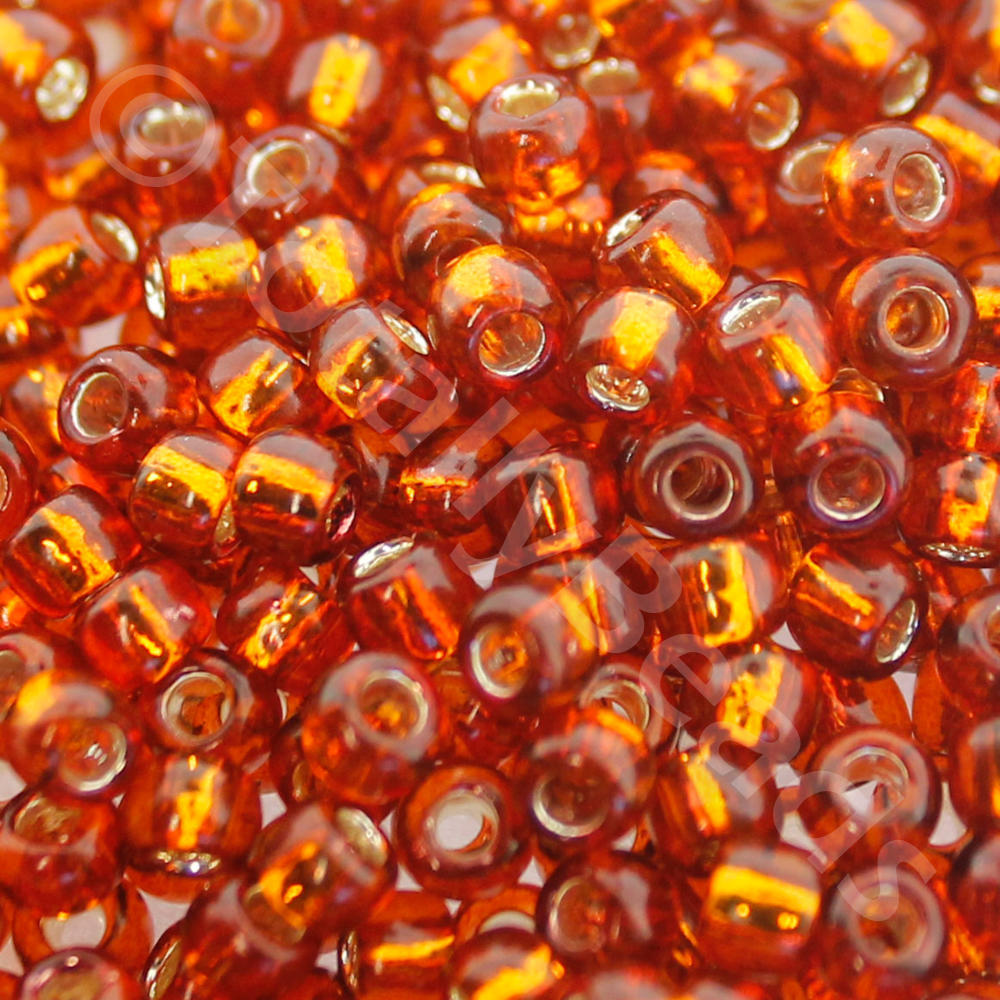 Toho Size 6 Seed Beads 10g - Silver Lined Burnt Orange