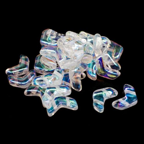 4x10mm Czech glass Rulla beads crystal ab — two-hole beads for jewelry making and bead weaving