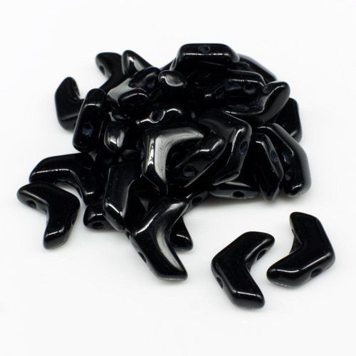 4x10mm Czech glass Rulla beads jet black — two-hole beads for jewelry making and bead weaving