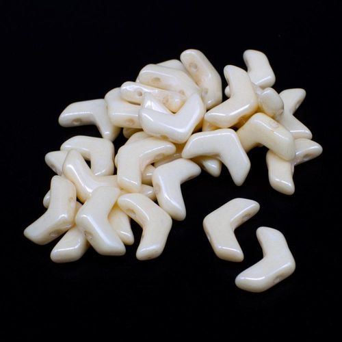 4x10mm Czech glass Rulla beads lus. opq. champagne — two-hole beads for jewelry making and bead weaving
