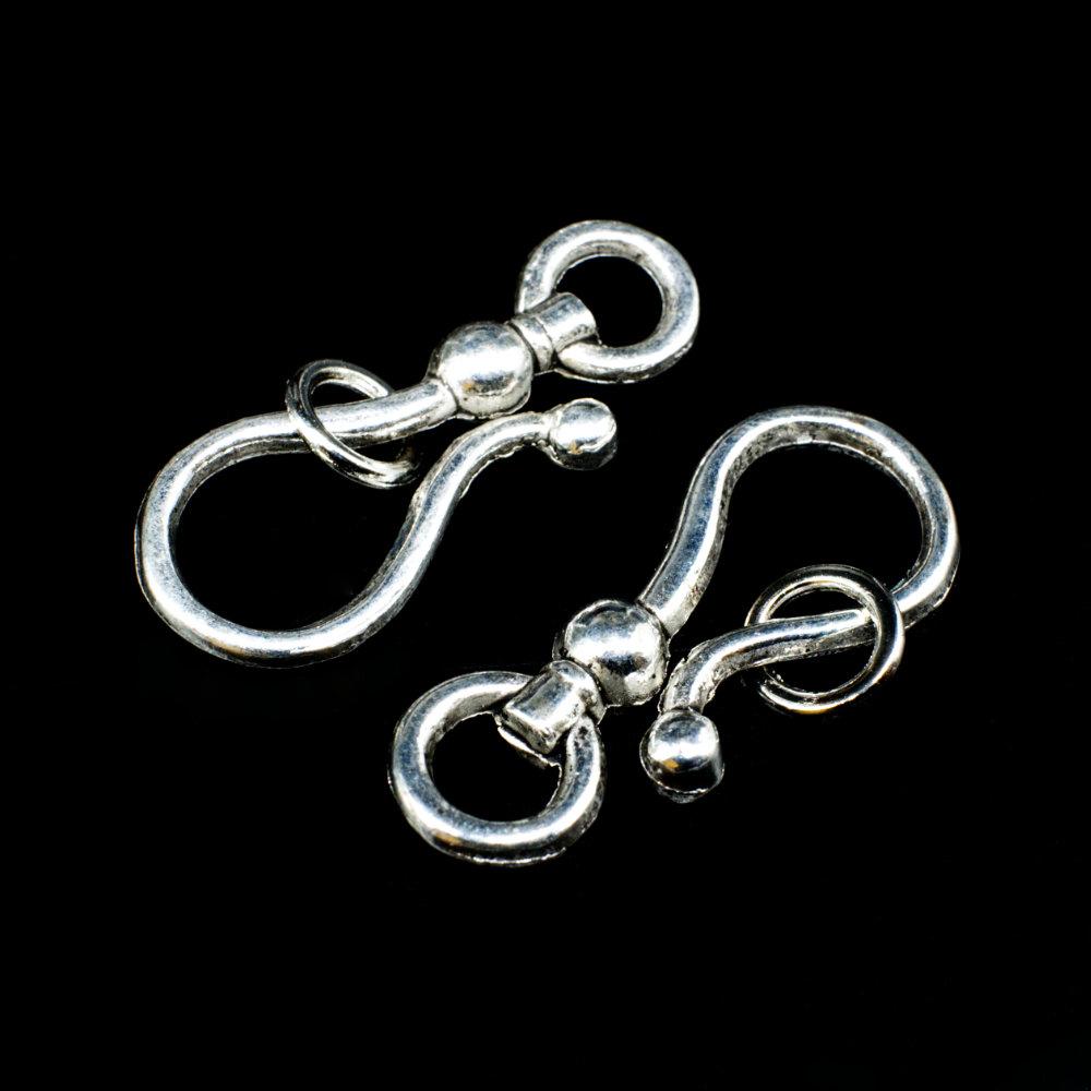 Hook & Eye Clasp 37mm   Antique Silver 4pcs for jewellery making