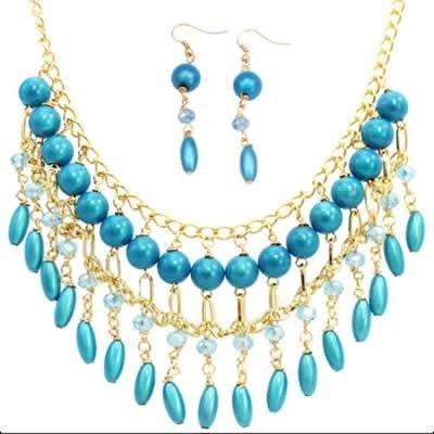 Celeste Necklace Turquoise Gold necklace making kit — DIY set with beads and instructions for creating handmade jewelry