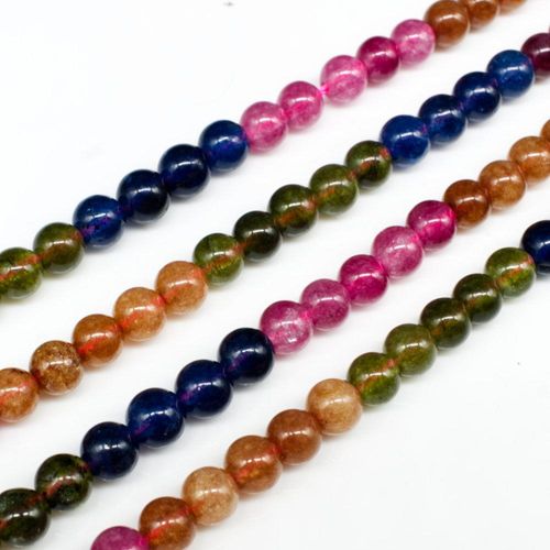 Dyed Jade Tourmaline Mixed Round Beads 6mm   15" String for jewellery making