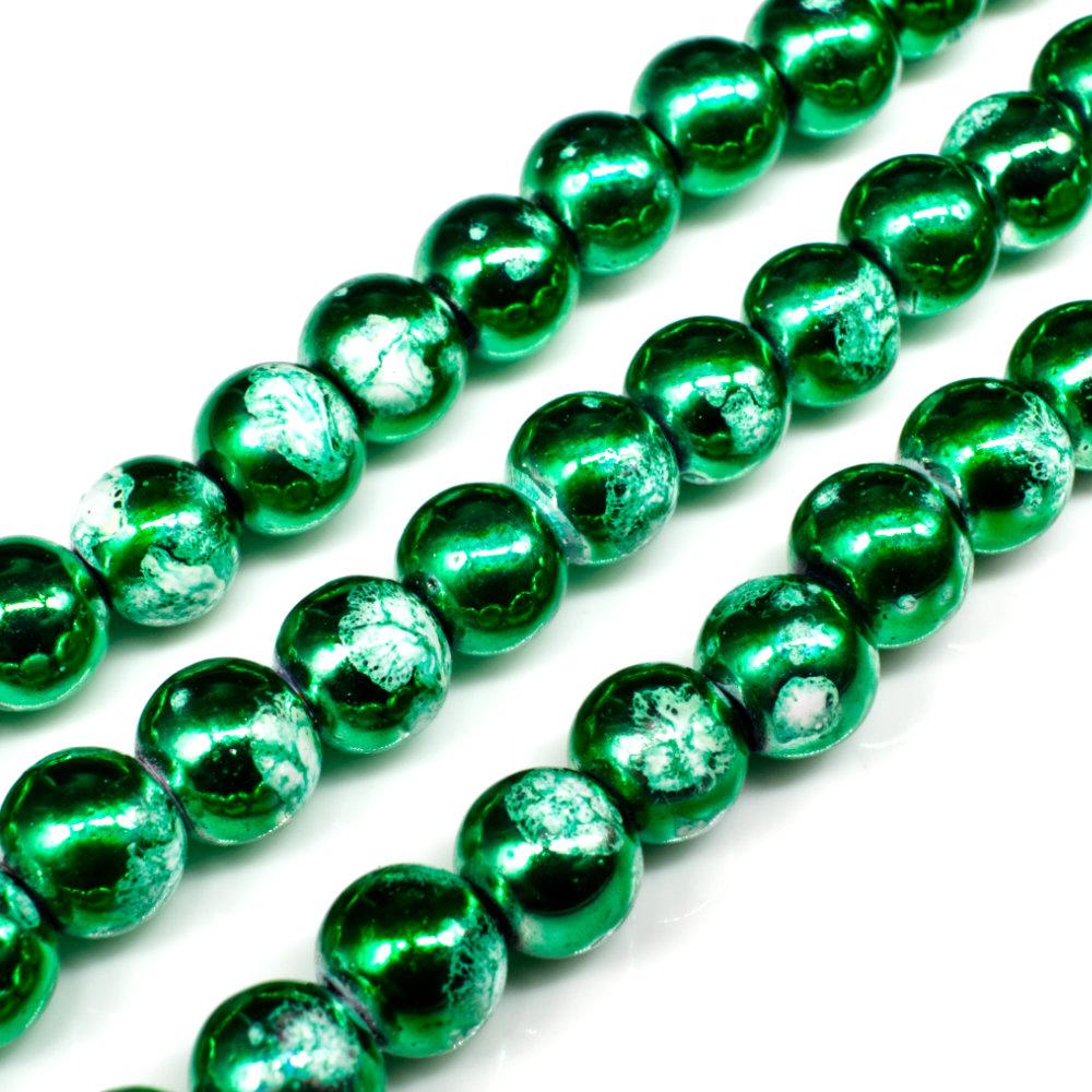 Metallic Splatter 8mm Round Beads Green Craft Hobby And Jewellery Supplies Totally Beads 0439