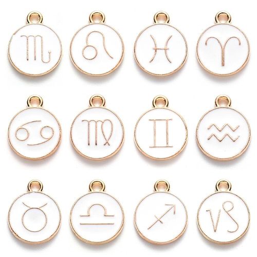 Enamel Gold Charm   Star Signs 12pcs 12 x 15mm for jewellery making