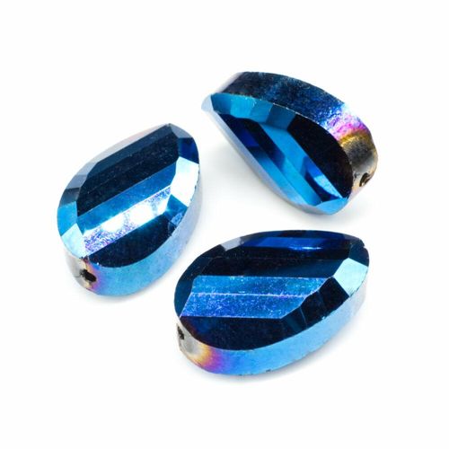 13mm crystal beads blue iris plate, pack of 6 — faceted for jewelry making and beadwork