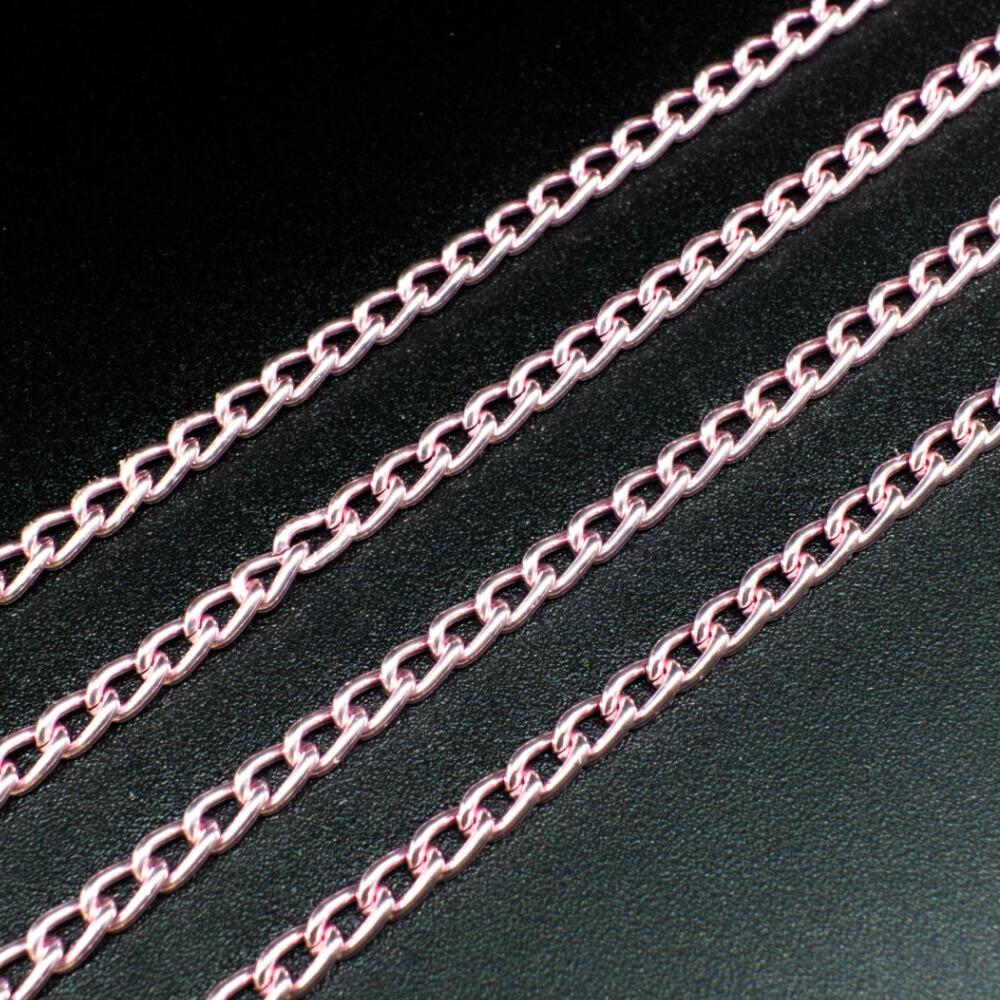 Aluminium Chain Oval Curb 3.5x5.5mm   Pink 1m for jewellery making