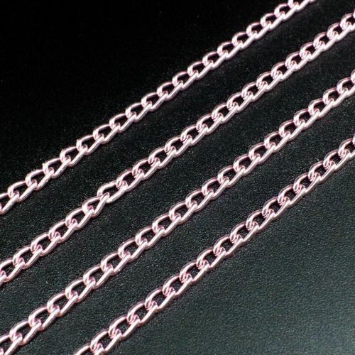 Aluminium Chain Oval Curb 3.5x5.5mm   Pink 1m for jewellery making