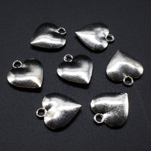 Antique Silver Metal Charm Heart 14mm 10pcs for jewellery making