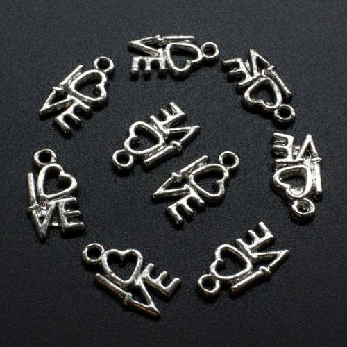 Antique Silver Metal Charm Love Letters 7mm 12pcs for jewellery making