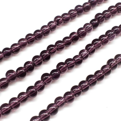 Glass Beads 4mm Round   Amethyst 12" String for jewellery making