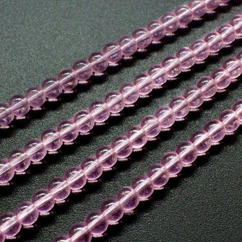 Glass Beads 4mm Round   Pink 14" String for jewellery making
