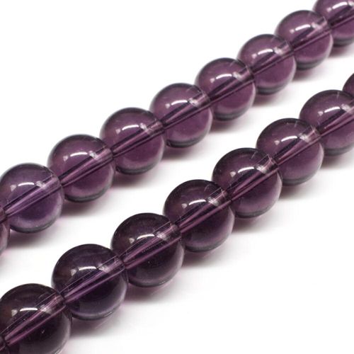 Glass Beads 12mm Round   Purple 14" String for jewellery making
