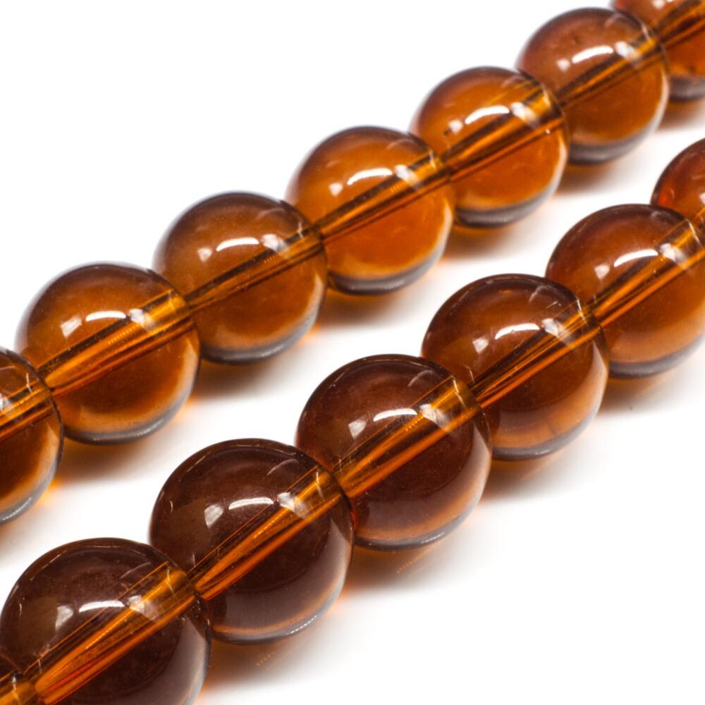 Glass Beads 16mm Round   Brown 14" String for jewellery making
