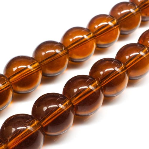Glass Beads 16mm Round   Brown 14" String for jewellery making