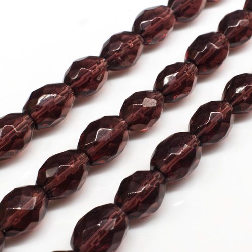 Glass Beads 11mm Facet Rice   Amethyst 14" String for jewellery making