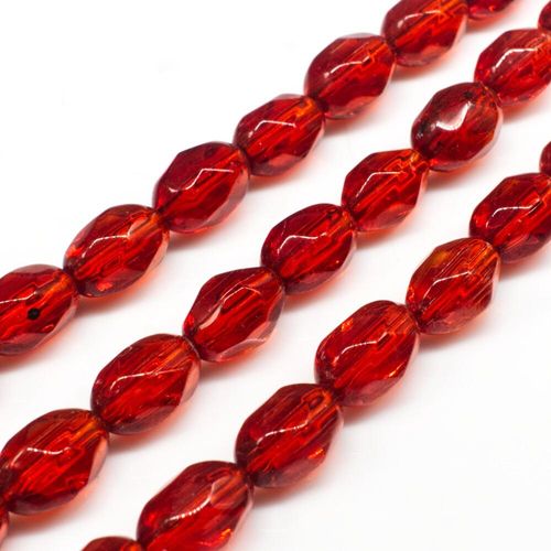 Glass Beads 11mm Facet Rice   Red 14" String for jewellery making