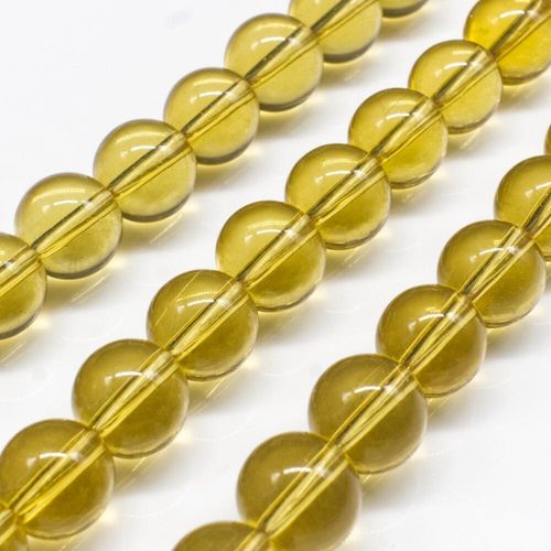 Glass Beads 10mm Round   Dark Yellow 14" String for jewellery making