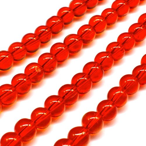 Glass Beads 6mm Round   Light Red 14" String for jewellery making