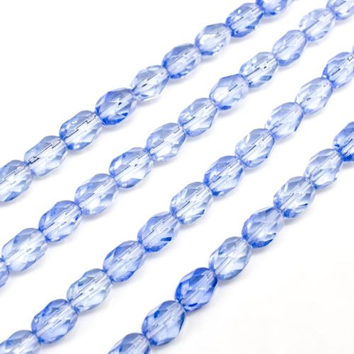 Glass Beads 5mm Facet Rice   Blue 14" String for jewellery making