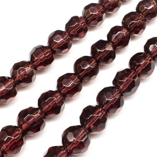 Glass Beads 8mm Facet Round   Amethyst 14" String for jewellery making