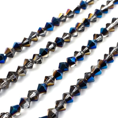 4mm crystal bicone beads blue iris cloud — faceted for jewelry making and beadwork