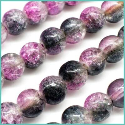 30pcs Handcrafted Crackle Glass Beads With Silver Wire & Bead Caps - Jewelry Making Supplies