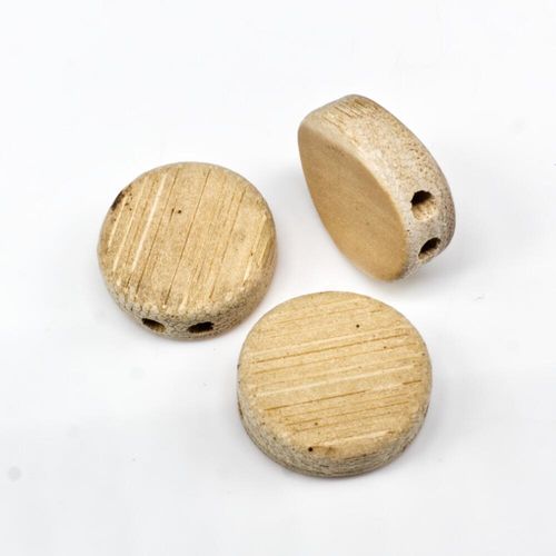 Wooden Bead   2 Hole Disc 19mm Natural 8pcs for jewellery making