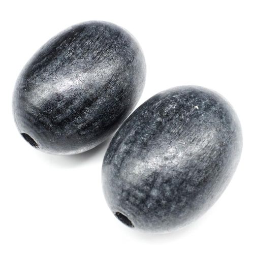 Wooden Bead   Oval 35mm Black 5pcs for jewellery making