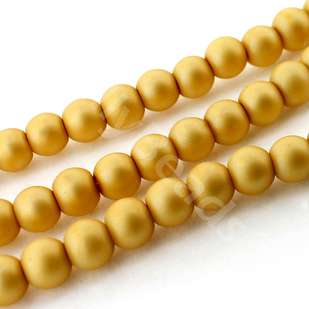 Silk Glass Pearl Beads Round 6mm - Peach