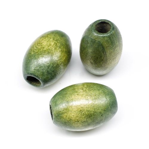 Wooden Bead   Rice 20mm Green 8pc 8 Pieces for jewellery making