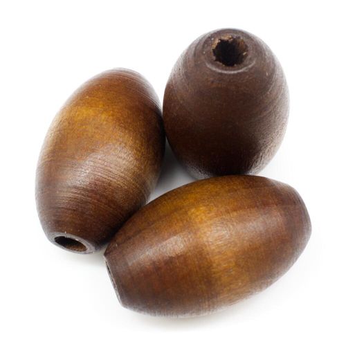 Wooden Bead   Rice 25mm Dark Brown 6pc 6 Pieces for jewellery making