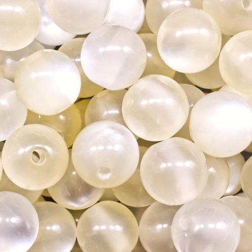 Acrylic Illusion Beads Round 14mm 15pcs   Ivory for jewellery making