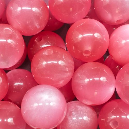 Acrylic Illusion Beads Round 17mm 8pcs   Pink for jewellery making