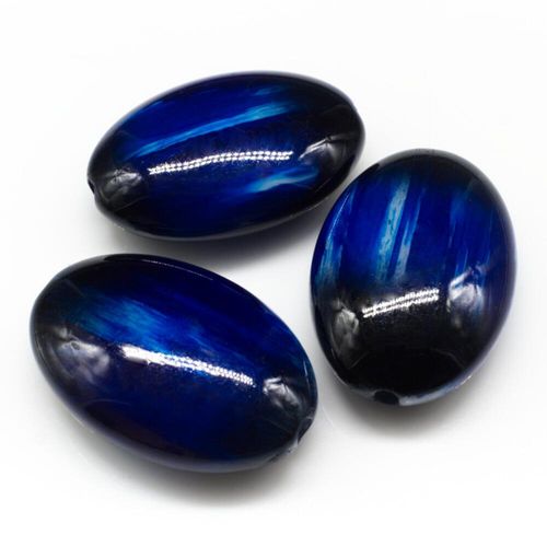 Acrylic Colourful Brush Oval Beads #27mm 8pcs   Dark Blue for jewellery making
