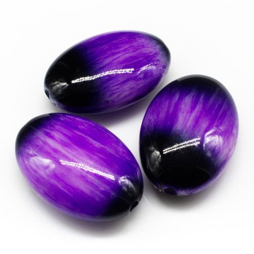 Acrylic Colourful Brush Oval Beads 27mm 8pcs   Purple for jewellery making
