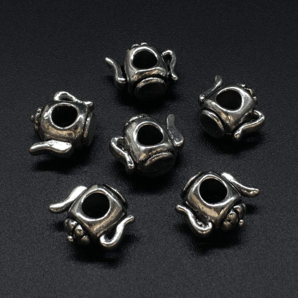 Ant. Silver Charm Bead Teapot 15mm Large Hole 1pc for jewellery making