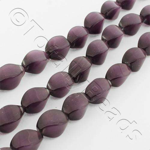 Cats Eye Twisted Rectangle 12mm - Purple