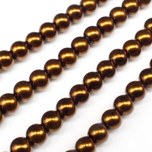 Glass Pearl Round Beads 6mm   Bronze for jewellery making