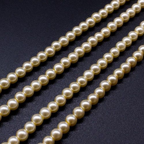 Glass Pearl Round Beads 4mm   Light Ivory for jewellery making