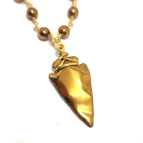 Hematite Arrow on Rosemary Chain gold jewelry making kit — DIY set with beads and instructions for creating handmade jewelry