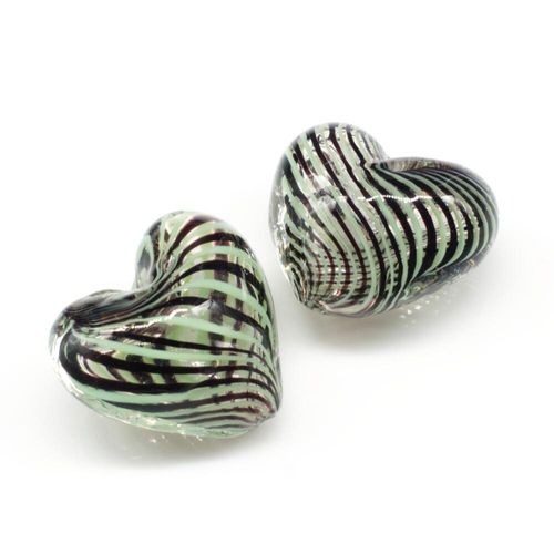 Hollow Glass Bead Heart 20mm   Clear/Brown/White for jewellery making