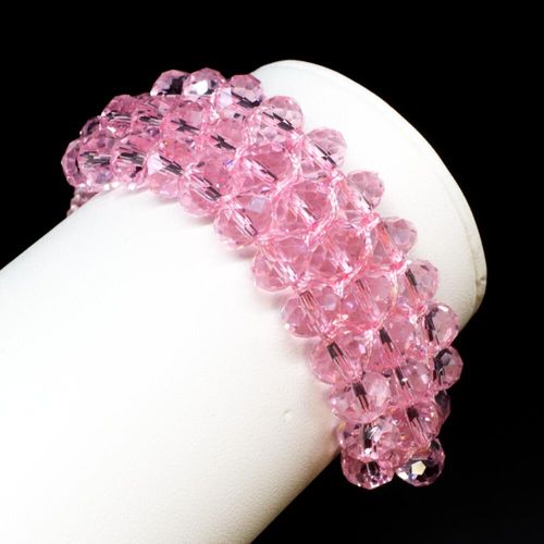 Multi Row Macrame Bracelet baby pink bracelet making kit — DIY set with beads and instructions for creating handmade jewelry