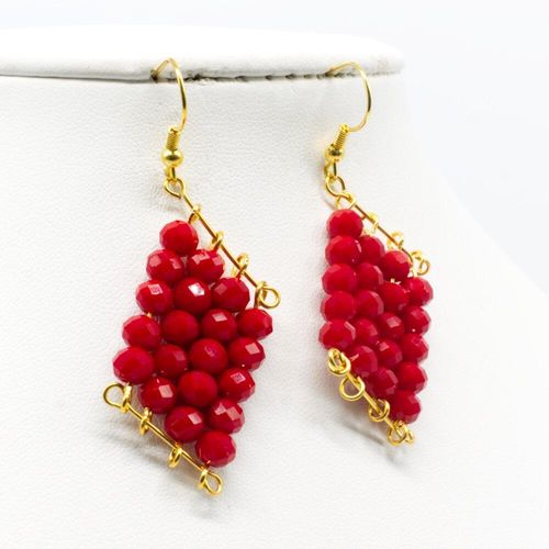 Hallie Earrings blood red earring making kit — DIY set with beads and instructions for creating handmade jewelry