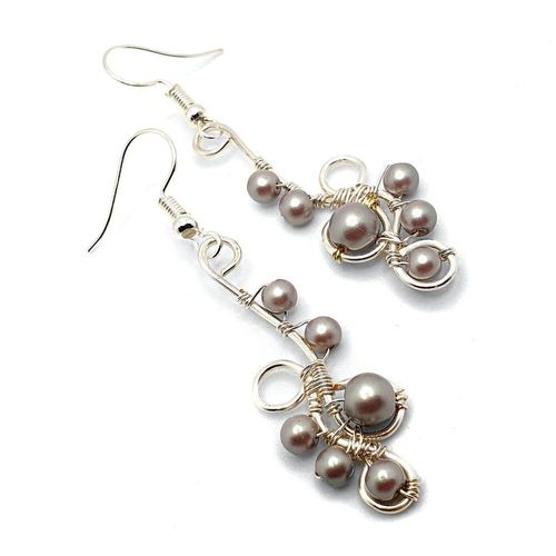 Fiona Pearl & Wire Earrings silver sage earring making kit — DIY set with beads and instructions for creating handmade jewelry