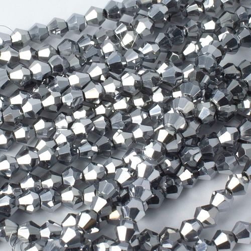 4mm crystal bicone beads silver plate — plated finish, ideal for jewelry making and beadwork