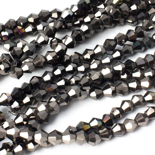 4mm crystal bicone beads charcoal plate — faceted for jewelry making and beadwork