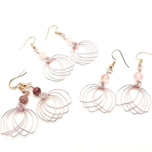 Lotus Gemstone Earrrings 6 Pair rose gold jewelry making kit — DIY set with beads and instructions for creating handmade jewelry