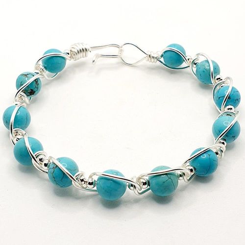 Francesca Gemstone Bracelet turquoise howlite bracelet making kit — DIY set with beads and instructions for creating handmade jewelry